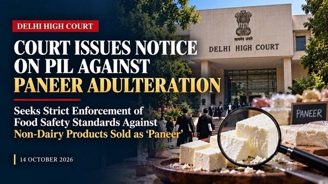 Delhi High Court Seeks Centre and FSSAI Response on PIL Against Non-Dairy Products Sold as Paneer