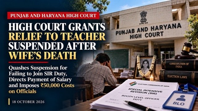 Punjab and Haryana High Court Quashes Teacher’s Suspension After Wife’s Death, Imposes Rs.50,000 Costs on Officials